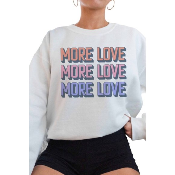 Wknder More Love Crewneck Graphic Sweatshirt White Purple Size Small NWT - Picture 2 of 2
